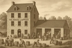 An illustration of the House of Appert, the world’s first commercial food processing facility.