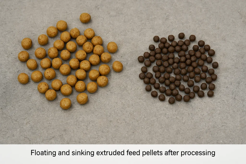 pellets de ração para peixes que flutuam ou que se afundam na água
