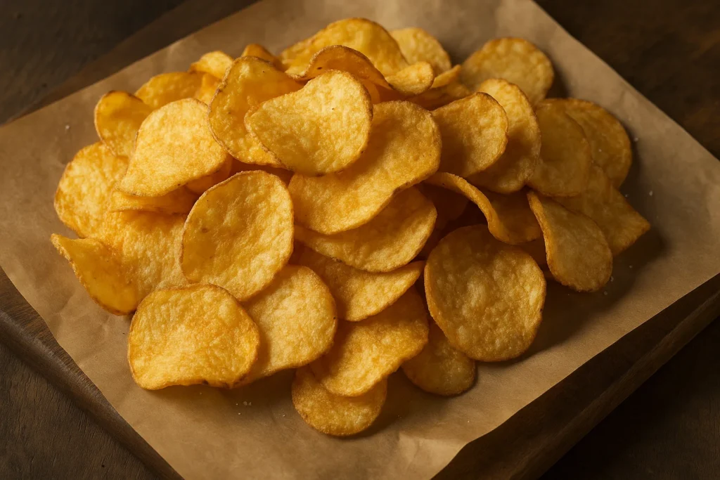 Freidora industrial por lotes de Zhuoheng en funcionamiento para la producción de patatas fritas.