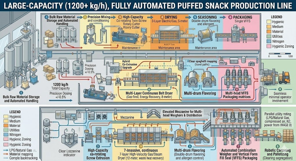 How to Design a Puffed Snack Production Line Factory Layout