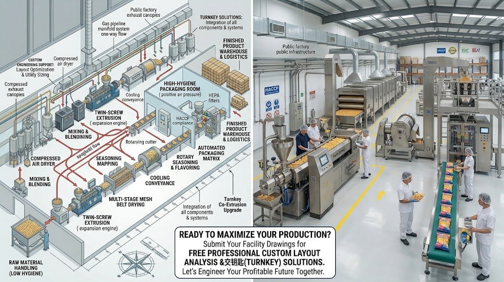 How to Design a Puffed Snack Production Line Factory Layout
