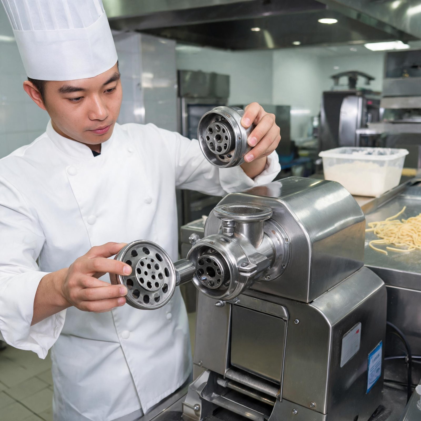 a-chef-quickly-changing-a-die-on-a-commercial-pasta-extruder-without-using-any-tools