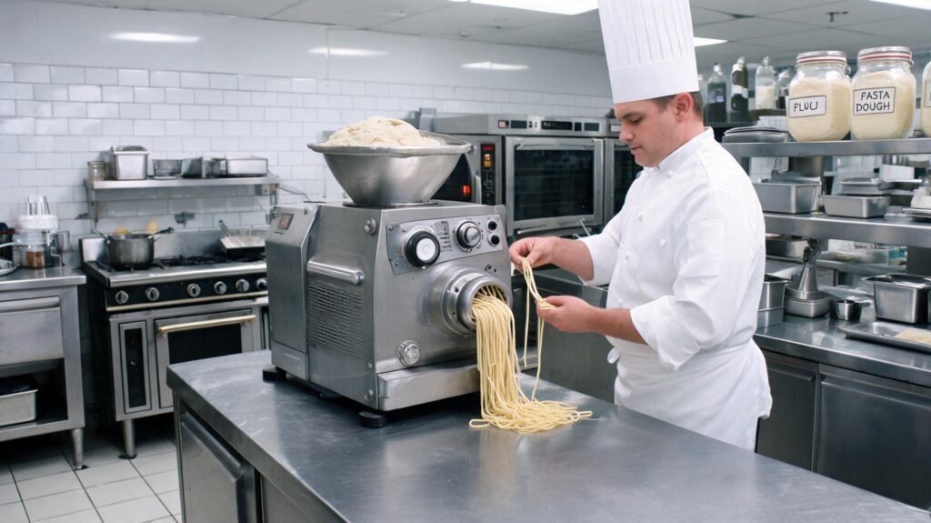 commercial-pasta-extruder-machine-in-a-restaurant-kitchen