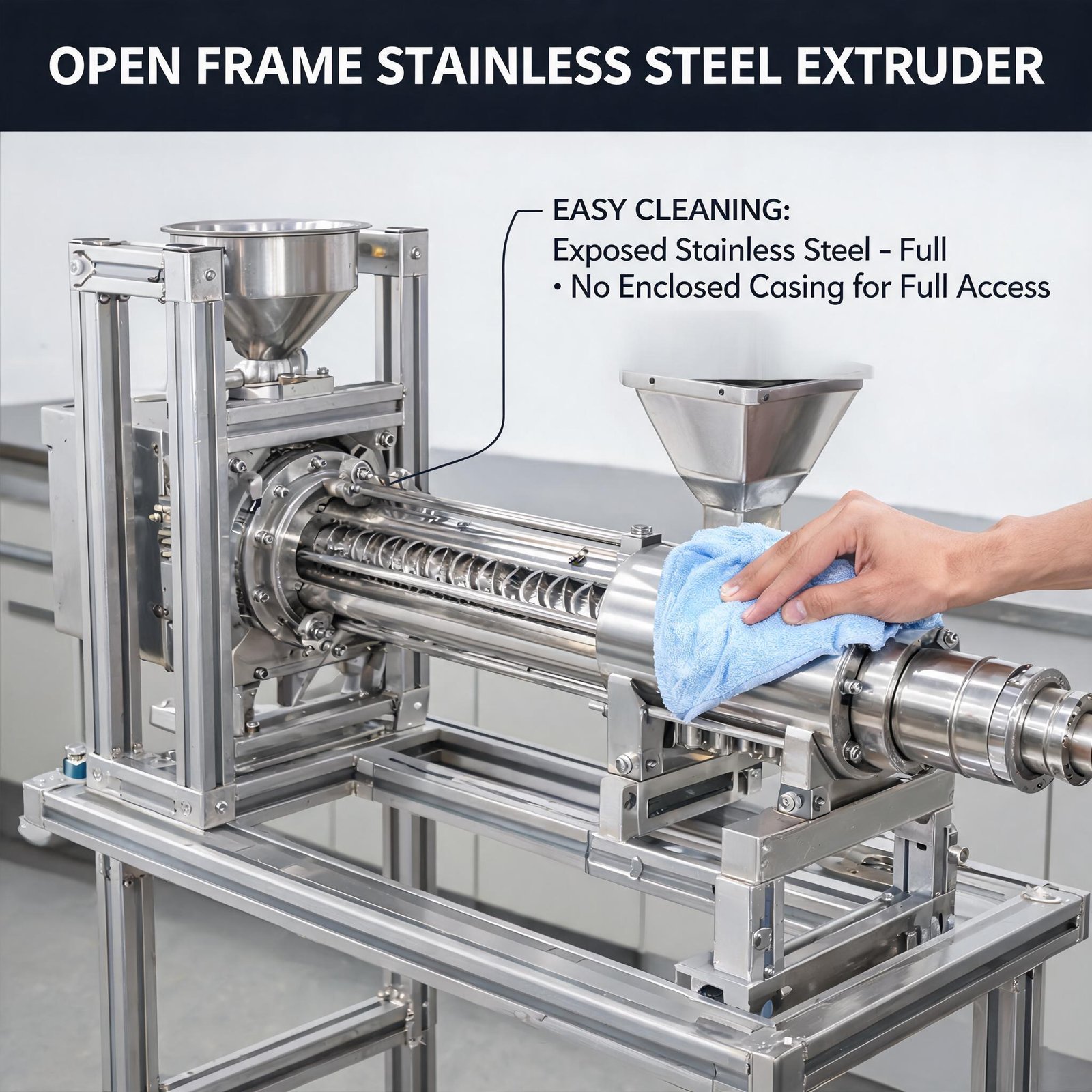 open frame stainless steel extruder machine for easy cleaning