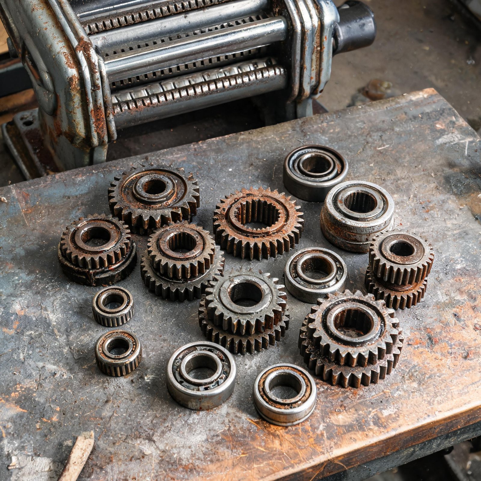 worn-out-gears-and-bearings-from-old-pasta-machine
